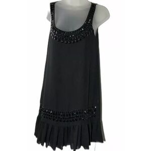 Twenty One Womens Black Sleeveless Beaded‎ Mini Dress Small Ruffle Whimsigoth